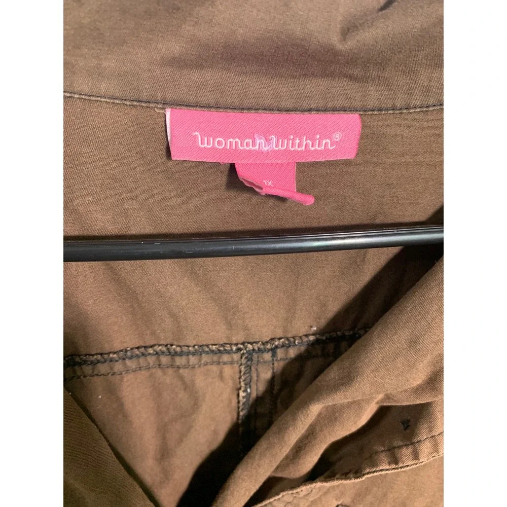 Woman Within Brown Utility Field Jacket Womens Plus 1X 22/24 Button Front Coat - Picture 3 of 6